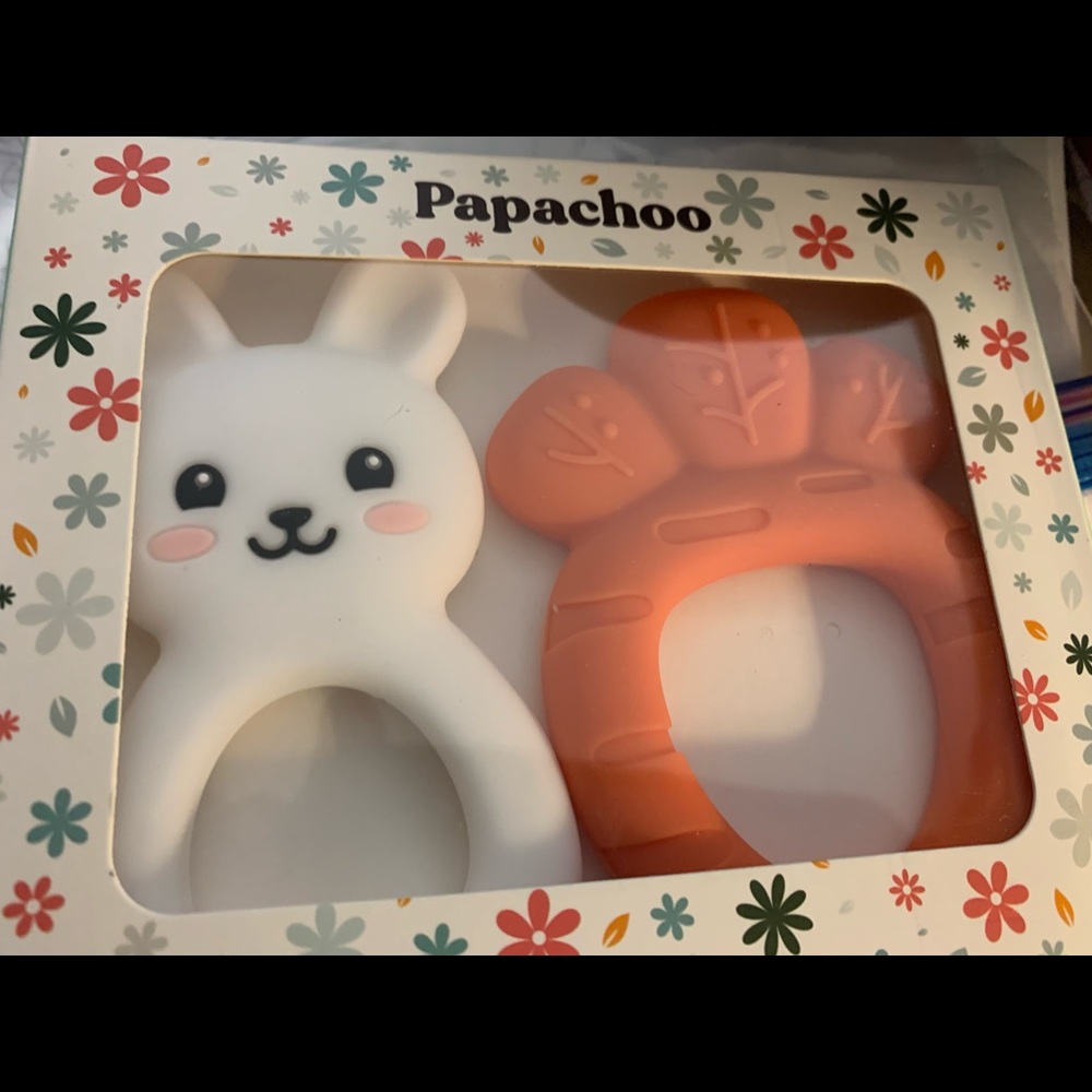 Soft, textured Cute Bunny and  Carrot Teether 0-6 Months